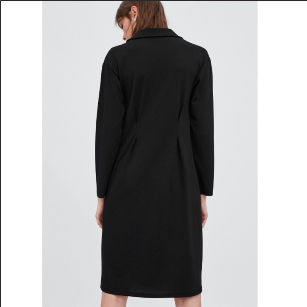 NWT Zara Front Button Up Dress- Black - Picture 3 of 11